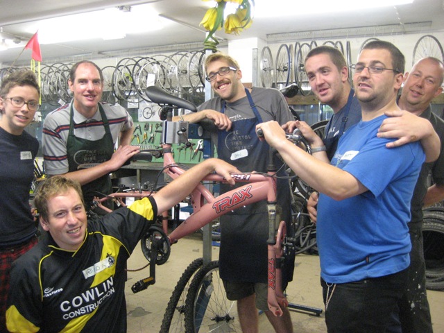The Brandon Trust Bike Project team pictured on the first day of their bike maintenance training course in Bristol