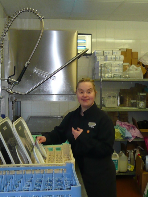 Clare Stubley at work at Costa Coffee