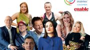 This image for the International Day of Persons with Disabilities features Jay Howards, Richard Whitehead MBE, Brooke-Jade Millhouse, Samantha Renke, Ben Branson, Victoria Jenkins, Tim Rushby-Smith, Steve Ingham CBE, and Jon Sparkes OBE. Each individual is facing the camera, either smiling or posing confidently. The IDPWD logo is in the top right corner, with the Enable logo below it.