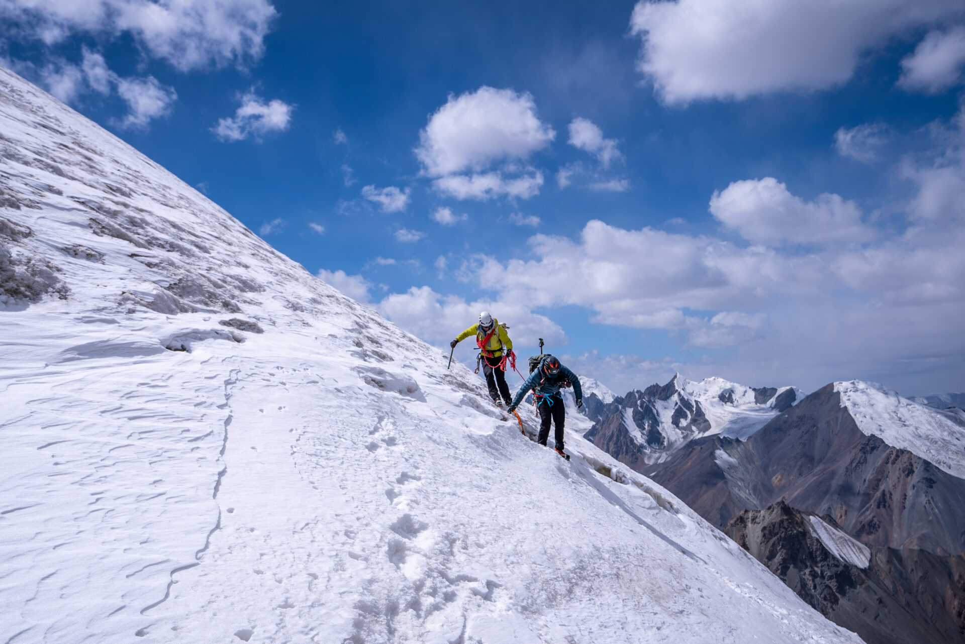An image of Ed climbing the mountain in Kyrgyzstan