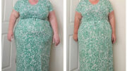 A comparative image of Kerry Riches and her weight loss from April to September 2025